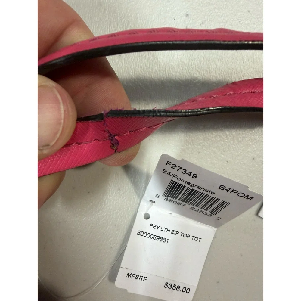 Coach Peyton Saffiano Leather Zip‎ Top Tote Pomegranate Pink F27349